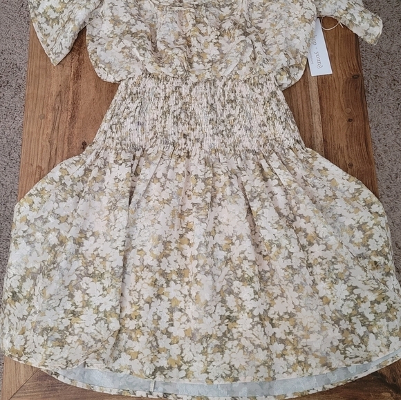 NWT Bishop & Young Floral Flutter Sleeve Smocked Mini Dress - Picture 5 of 17